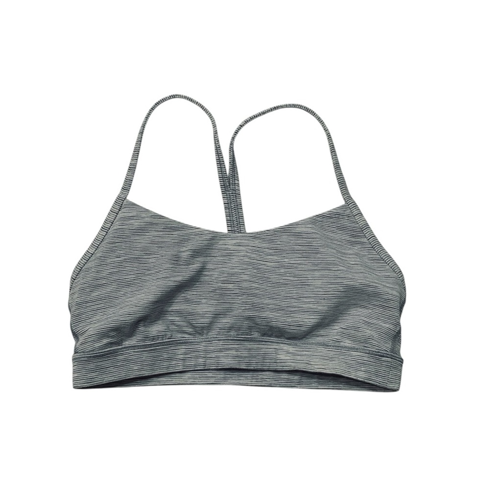 lululemon athletica Flow Y Nulu Gray Strappy Sports Bra Size 8